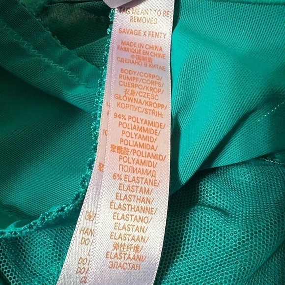 Savage x Fenty | Shimmer Flocked Logo Unlined Bra Teal Shimmer Size 40DDD (40F) - Picture 13 of 13